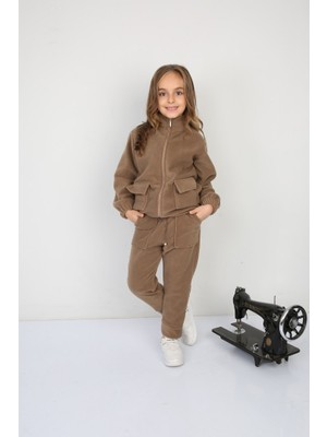 Moresun Tıraşlı Polar Lastik Bağcıklı Çift Cep Günlük Kız Çocuk Takım