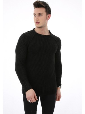 Moresun Düz Sıfır Yaka Kalın Kışlık Erkek Günlük Triko Kazak