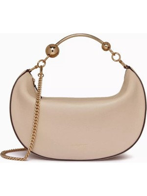 Strathberry Crescent Moon Çanta Bej Dana Derisi, Altın Detay & Çok Yönlü Tasarım