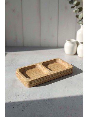 Ahşap 2 Bölmeli Kestane Ağacı Sunum Kasesi, Çerezlik