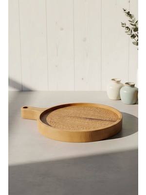 Ahşap Kestane Ağacı Içi Oymalı Yuvarlak Sunum Tahtası, Sunumluk