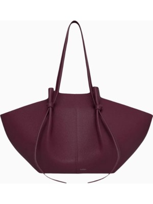 Yuzefi Large Mochi Bordo, Grained Deri Lüks Geniş Tote Omuz Çantası