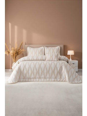 Carina Cappuccino Nakışlı Çift Kişilik Yatak Örtüsü Seti - 4 Parça Çeyiz Seti