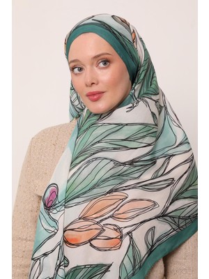 Koyu Turkuaz Luvensara Yaprak Desen Flora Şal