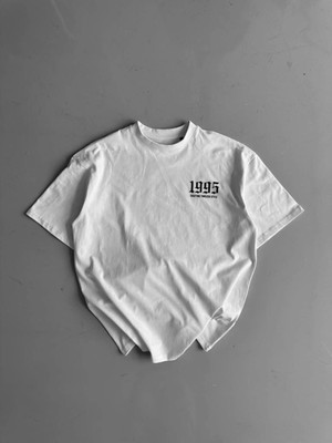 byasafkids Baskılı Oversize Bisiklet Yaka T-Shirt - Beyaz