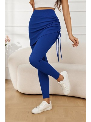 byasafkids Kadın Yüksek Bel Yandan Büzgülü Alttan Uzun Kaşkorse Tayt Etek