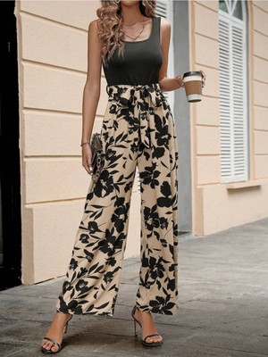 byasafkids Kadın Askılı Yuvarlak Yaka Beli Kuşaklı Üst Viskon Alt Dalgıç Tulum