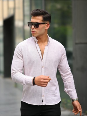 Comstar Erkek A Kalite Keten Slim Fit Uzun Kol Gömlek