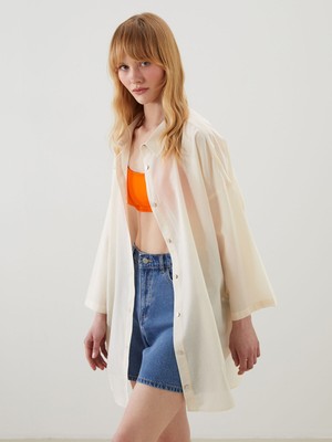 Lc Waikiki Yeni Sezon Gömlek Yaka Kadın Plaj Elbisesi