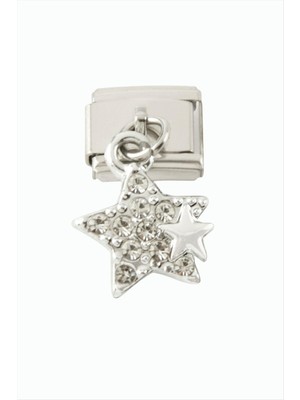 Starseven Yıldız Zirkon Taşlı Sallatılı Çelik Charm