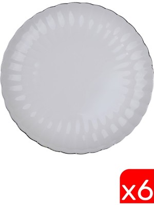 Kütahya Porselen Bone Luz Platin Fileli Pasta Tabağı 21CM 6 Lı