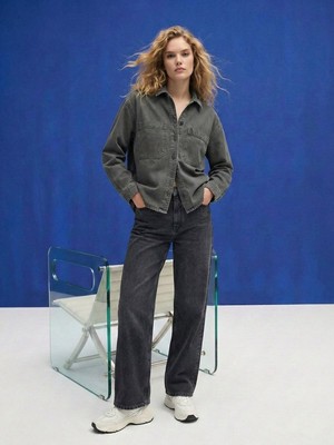 LTB Velora Geniş Paça Yüksek Bel Antrasit Jean Pantolon