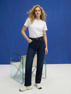 LTB Veya Dar Paça Yüksek Bel Koyu Mavi Jean Pantolon