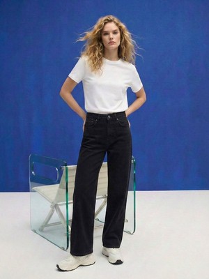 LTB Zera Düz Paça Yüksek Bel Siyah Jean Pantolon