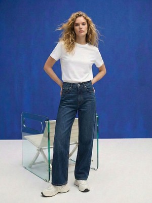 LTB Zera Düz Paça Yüksek Bel Mavi Jean Pantolon