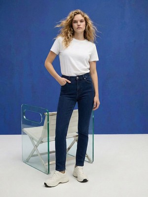 LTB Sena Dar Paça Orta Bel Mavi Jean Pantolon