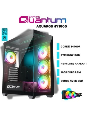 Quantum Gaming Aquargb HY1800 I7-14700F 16GB Ddr5 500GB Nvme Rtx 5070 12GB 240 mm Sıvı Soğutmalı Oyun Bilgisayarı