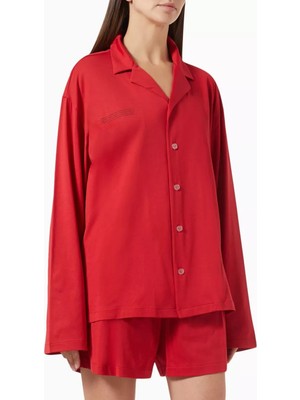 Pangaia 365 Organik Pamuklu Lüks Kırmızı Pijama Takımı