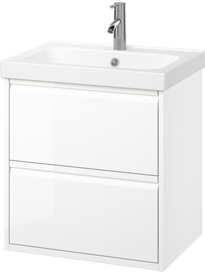 Hobiurun Lavabo dolabı kombinasyonu, parlak cila beyaz, 62x49x69 cm, DALSKAR batarya