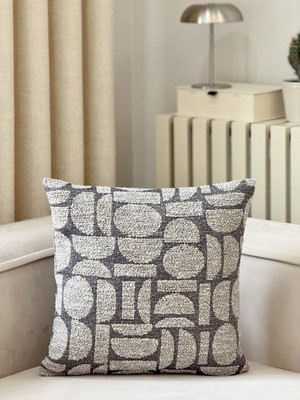 Aysa Home Decor Lunea Geometri Desenli Gri Tekli Kırlent Kılıfı