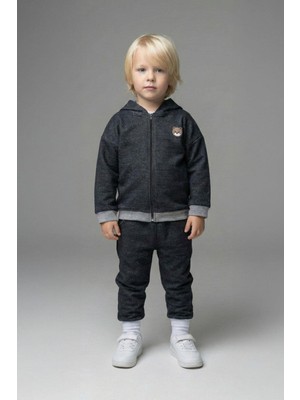 Luess Erkek Çocuk Hamster Nakışlı 3 Iplik Kot Görünümlü Alt Üst Takım