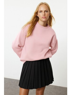 Balenbi Kadın 3 Iplik Içi Polarlı Bisiklet Yaka Oversize Sweatshirt 1154