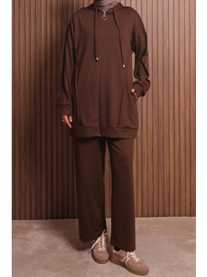 Balenbi Kadın Modal Kumaş Oversize Kapüşonlu Tesettür Takım 1132