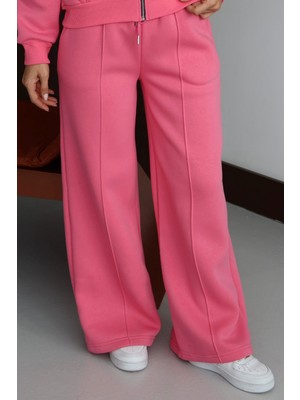 Balenbi 3 Iplik Içi Polarlı Yüksek Bel Çımalı Palazzo Eşofman Altı 1144