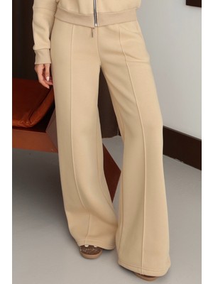 Balenbi 3 Iplik Içi Polarlı Yüksek Bel Çımalı Palazzo Eşofman Altı 1144
