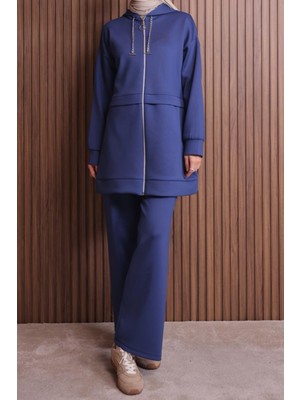 Balenbi Kadın Zincir Kordonlu Kapüşonlu Ithal Scuba Tesettür Takım 1121