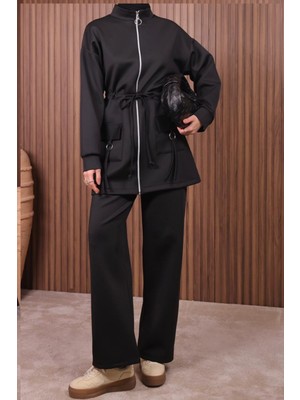 Balenbi Kadın Scuba Kumaş Cep Detaylı Fermuarlı Tesettür Takım 1120