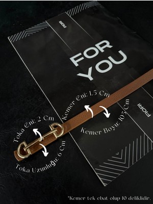 Fiori Uzun Tokalı Ince Kadın Kemeri, Ceket Kemeri, Gömlek Kemeri, Elbise Kemeri