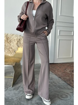 Balenbi Kadın Modal Kumaş Fermuarlı Dik Yaka Takım 1118