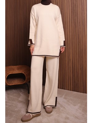 Balenbi Kadın Oversize Sık Örgü Yırtmaçlı Tesettür Triko Takım 1146