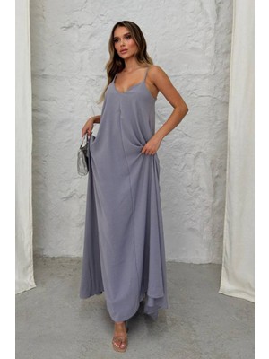 Balenbi Kadın Aerobin Kumaş Ayarlanabilir Askılı Uzun Elbise 1099