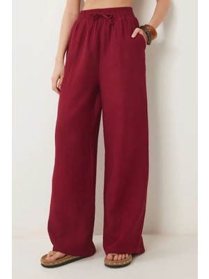 Balenbi Kadın Beli Lastikli Palazzo Müslin Pantolon 1096