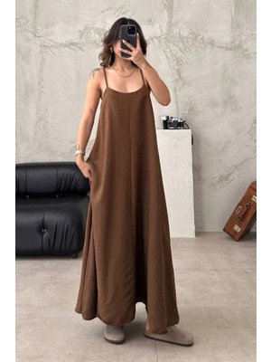 Balenbi Kadın Aerobin Kumaş Ayarlanabilir Askılı Uzun Elbise 1099