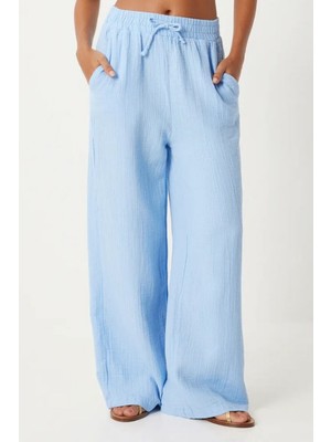 Balenbi Kadın Beli Lastikli Palazzo Müslin Pantolon 1096