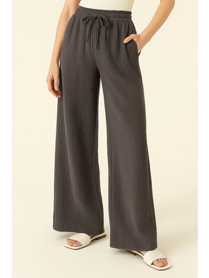 Balenbi Kadın Beli Lastikli Palazzo Müslin Pantolon 1096