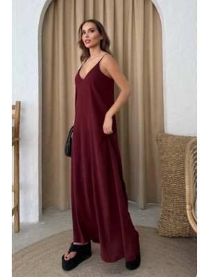 Balenbi Kadın Aerobin Kumaş Ayarlanabilir Askılı Uzun Elbise 1099