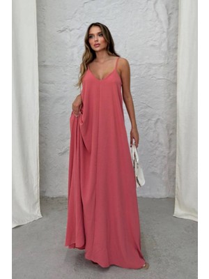 Balenbi Kadın Aerobin Kumaş Ayarlanabilir Askılı Uzun Elbise 1099