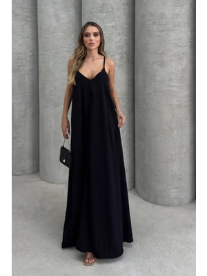 Balenbi Kadın Aerobin Kumaş Ayarlanabilir Askılı Uzun Elbise 1099