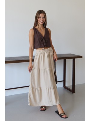 Balenbi Kadın Basic Beli Bağcıklı Müslin Etek 1104