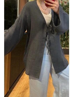 Balenbi Kadın Çift Bağlamalı Müslin Kumaş Kimono 1101