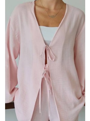 Balenbi Kadın Çift Bağlamalı Müslin Kumaş Kimono 1101