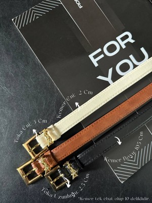 Fiori 3'lü Yazılı Tokalı Köprülü Kadın Kemer, Pantolon Kemeri, Ceket Kemeri, Elbise Kemeri, Gömlek Kemeri