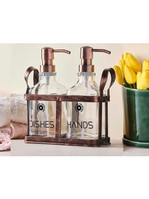 Akdeniz Home Rame Metal Standlı 2 Li Sıvı Sabunluk 500M