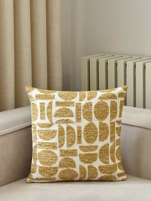 Aysa Home Decor Lunea Geometri Desenli Hardal Tekli Kırlent Kılıfı