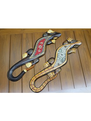Ahşap Duvara Asmali Kertenkele Figürü LAVEEN-7889