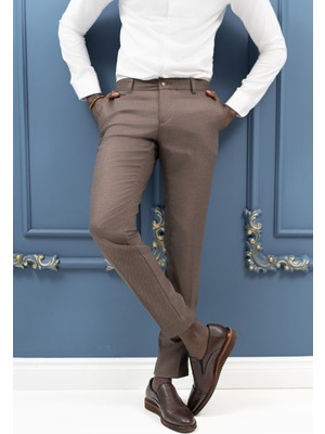 Notra Slimfit Pamuklu Kendinden Çizgili Mevsimlik Kumaş Pantolon